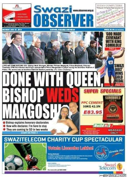 Done with Queen; Bishop Weds Makgoshi