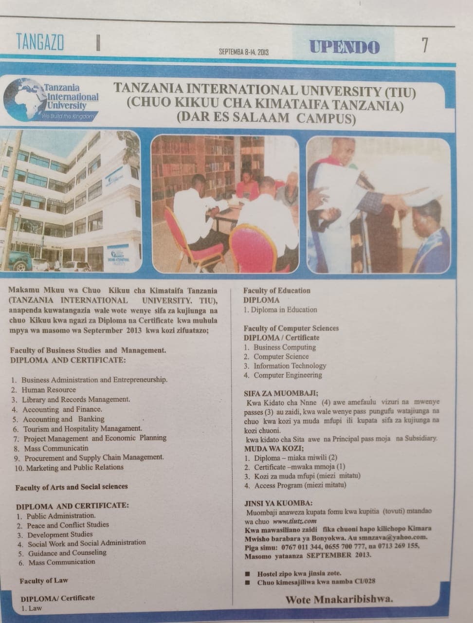 Tanzania International Students 17th Graduation Service