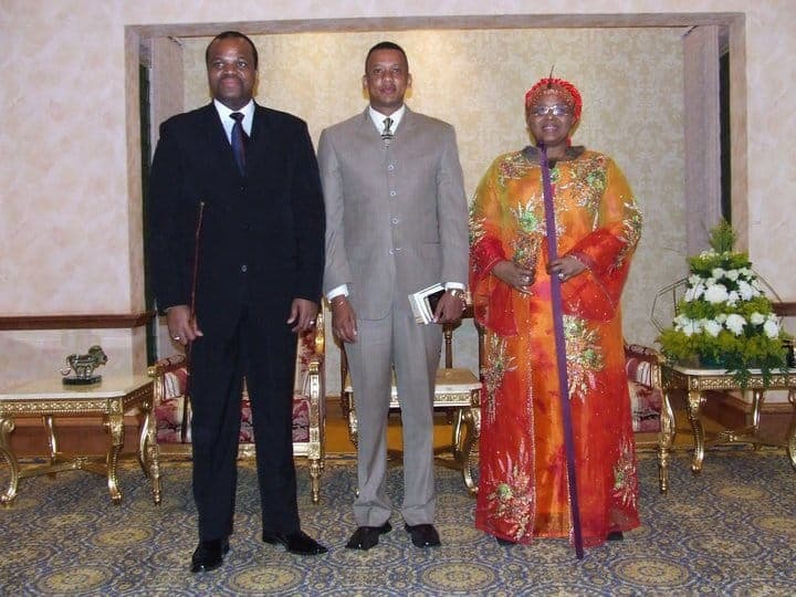 Bishop Harrington with His Majesty King Mswati III and Queen Mother Ntombi Tfwala
